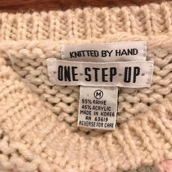 GRANNY  COTTAGE CORE VINTAGE 80S ACRYLIC SWEATER CREAM WEAVE - Picture 4 of 4